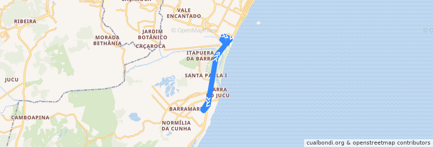 Mapa del recorrido 618 Terminal Itaparica / São Conrado de la línea  en Vila Velha.