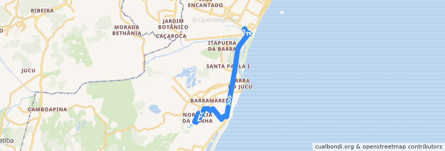 Mapa del recorrido 653 - Normília/Terminal de Itaparica - via Ulisses Guimarães de la línea  en Vila Velha.