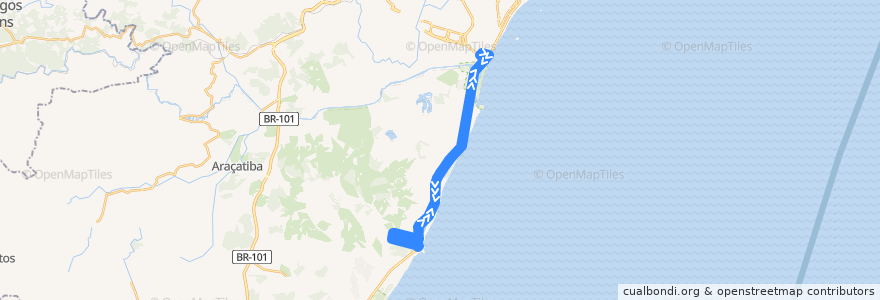 Mapa del recorrido 619 Terminal de Itaparica / Balneário Ponta da Fruta de la línea  en 韦利亚镇.