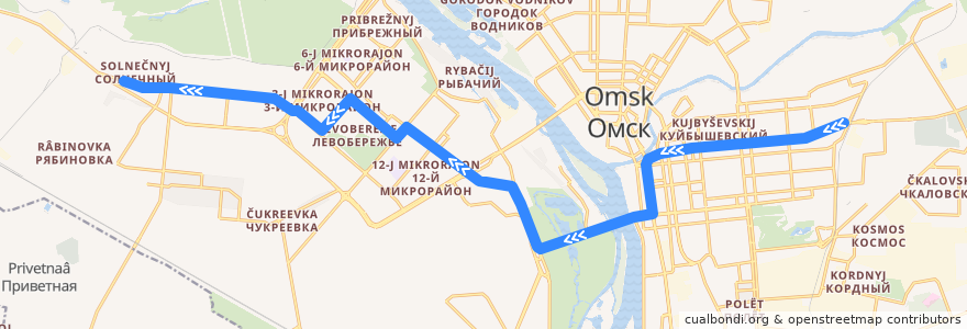 Mapa del recorrido Троллейбус №16 : Завод им. Попова - пос. Солнечный de la línea  en городской округ Омск.