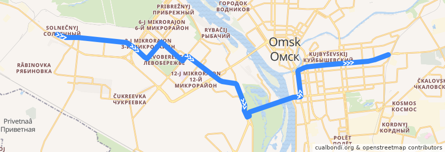 Mapa del recorrido Троллейбус №16 : пос. Солнечный - Завод им. Попова de la línea  en городской округ Омск.