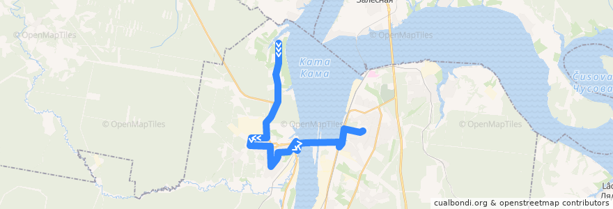 Mapa del recorrido Автобус №24: м/р Заозерье – Автопарк de la línea  en Пермский городской округ.