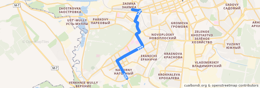 Mapa del recorrido Автобус №40: мкр-н Нагорный – ст. Пермь II de la línea  en Пермский городской округ.