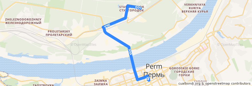 Mapa del recorrido Автобус №41: Студенческий городок – ПНИПУ de la línea  en Пермский городской округ.