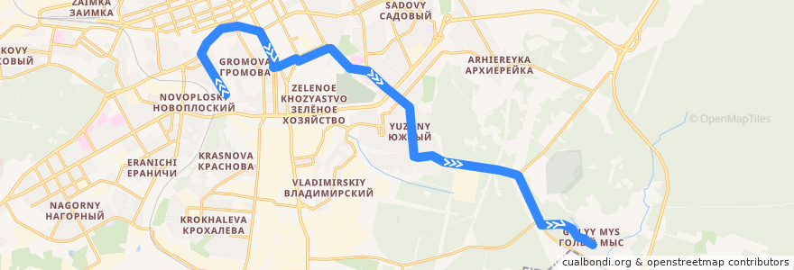 Mapa del recorrido Автобус №5: ул. Мильчакова – мкр-н Голый мыс de la línea  en Пермский городской округ.