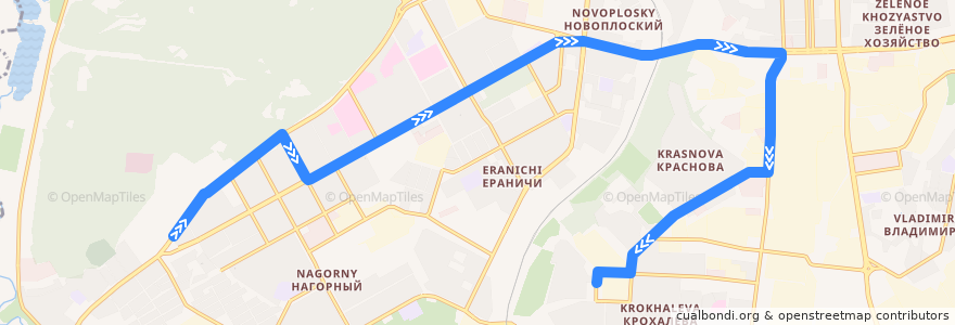 Mapa del recorrido Автобус №62: ул. Милиционера Власова – мкр-н Крохалева de la línea  en Пермский городской округ.