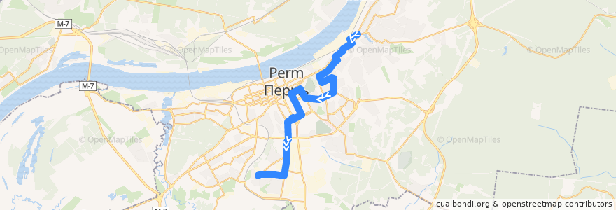 Mapa del recorrido Автобус №63: пл. Восстания – мкр-н Крохалева de la línea  en Пермский городской округ.