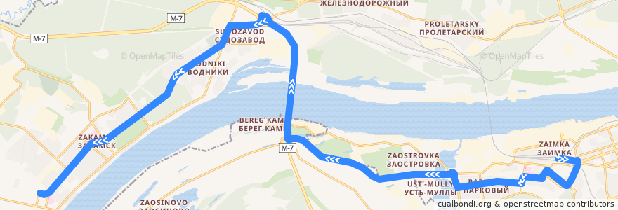 Mapa del recorrido Автобус №64: ст. Пермь II – ДДК им. Кирова de la línea  en Пермский городской округ.