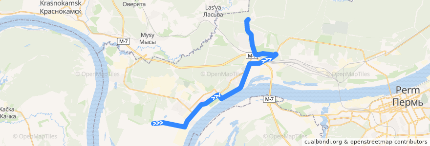 Mapa del recorrido Автобус №65: Садовая – Берёзовая роща de la línea  en Пермский городской округ.
