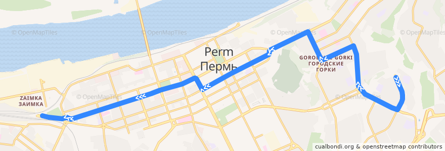 Mapa del recorrido Автобус №68: мкр-н Садовый – ст. Пермь II de la línea  en Пермский городской округ.