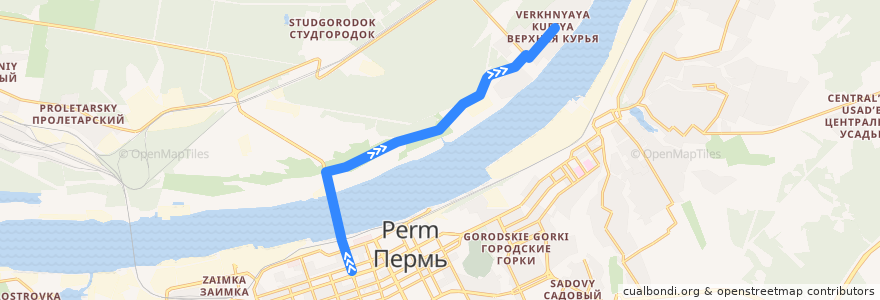 Mapa del recorrido Автобус №7: ул. Попова – мкр-н Верхняя Курья de la línea  en Пермский городской округ.