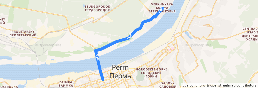 Mapa del recorrido Автобус №7: мкр-н Верхняя Курья – ул. Попова de la línea  en Пермский городской округ.