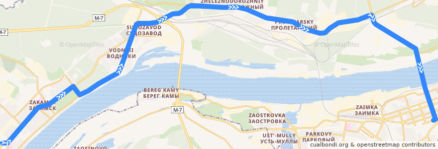 Mapa del recorrido Автобус №8: ДДК им. Кирова – Центральный рынок de la línea  en Пермский городской округ.