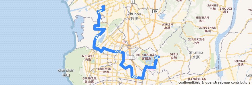 Mapa del recorrido 新昌幹線A(返程) de la línea  en Kaohsiung.