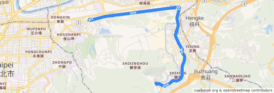 Mapa del recorrido 臺北市 藍25 中華科技大學-捷運昆陽站 (返程) de la línea  en District de Nangang.