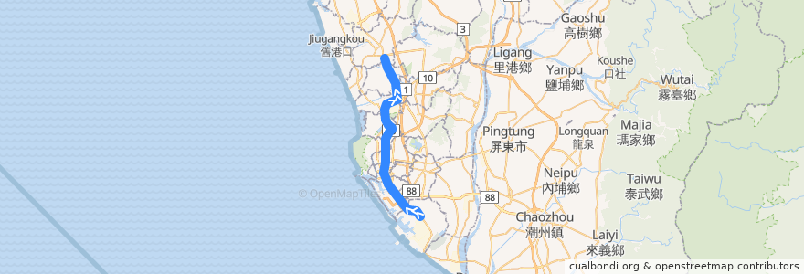 Mapa del recorrido 高雄捷運紅線 小港 - 南岡山 de la línea  en Kaohsiung.