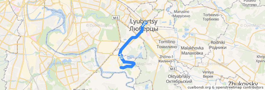 Mapa del recorrido Автобус 20: станция Люберцы => город Дзержинский de la línea  en Moscow Oblast.