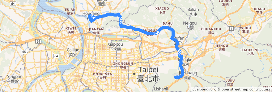 Mapa del recorrido 臺北市 620(光華) 國立科教館-中華科技大學 (往程) de la línea  en Taipei.