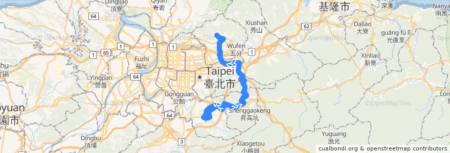 Mapa del recorrido 臺北市 679 動物園-金龍寺 (往程) de la línea  en 新北市.