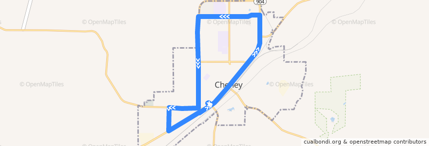 Mapa del recorrido STA 68 Cheney Local de la línea  en Cheney.