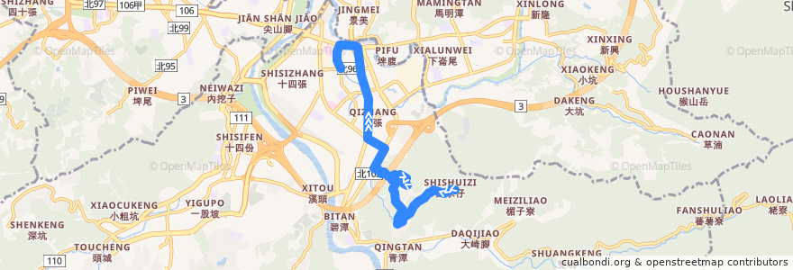 Mapa del recorrido 新北市 綠9 大香山-慈濟醫院 (往程) de la línea  en Xindian.