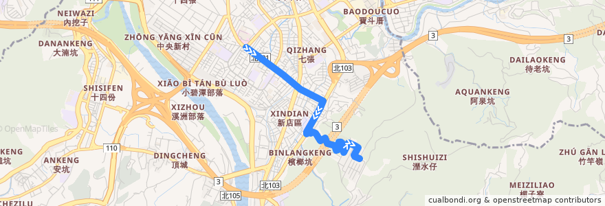 Mapa del recorrido 新北市 綠9副 大千豪景-耕莘醫院 (返程) de la línea  en Xindian.