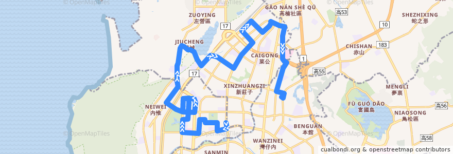 Mapa del recorrido 紅35(返程) de la línea  en 高雄市.