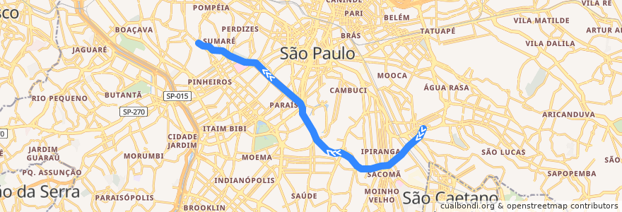 Mapa del recorrido Linha 2 - Verde: Vila Prudente ⇒ Vila Madalena de la línea  en San Pablo.