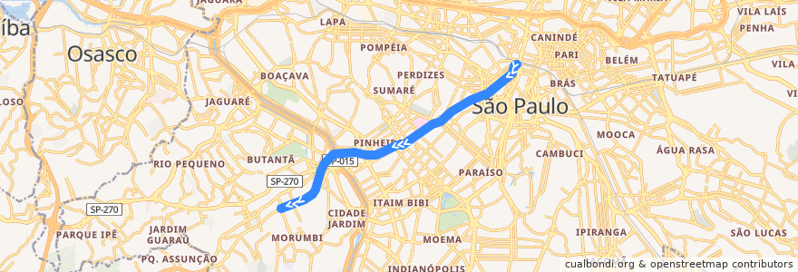 Mapa del recorrido Linha 4 - Amarela: Luz → São Paulo – Morumbi de la línea  en São Paulo.