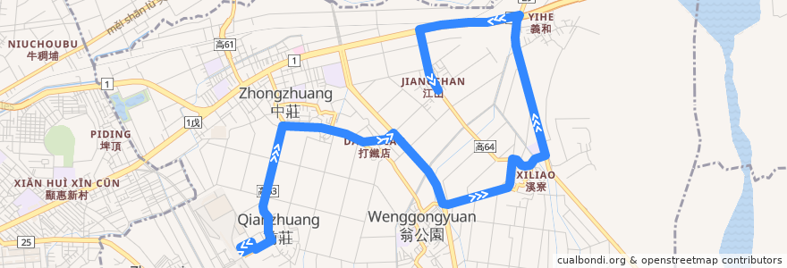 Mapa del recorrido 橘22(返程) de la línea  en 大寮區.