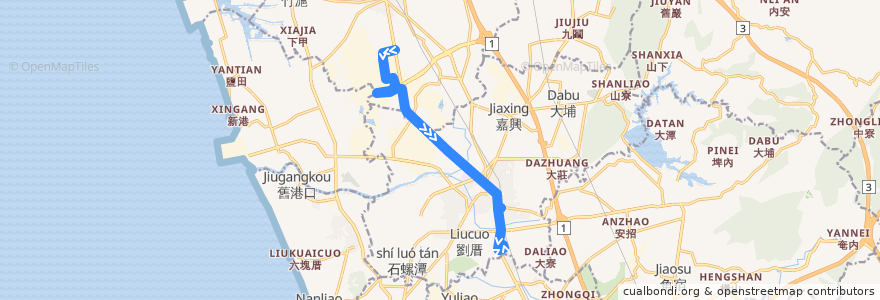 Mapa del recorrido 紅69B(返程) de la línea  en Kaohsiung.