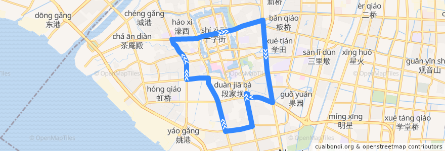 Mapa del recorrido 6路(东环): 灰堆坝 => 灰堆坝 de la línea  en Chongchuan District.