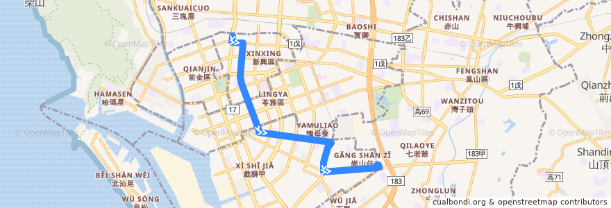 Mapa del recorrido 26路(返程) de la línea  en 高雄市.