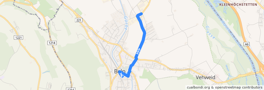 Mapa del recorrido Bus 332: Belp Bahnhof => Belp Aemmenmatt de la línea  en Belp.