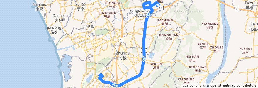 Mapa del recorrido 燕巢快線(返程) de la línea  en Kaohsiung.