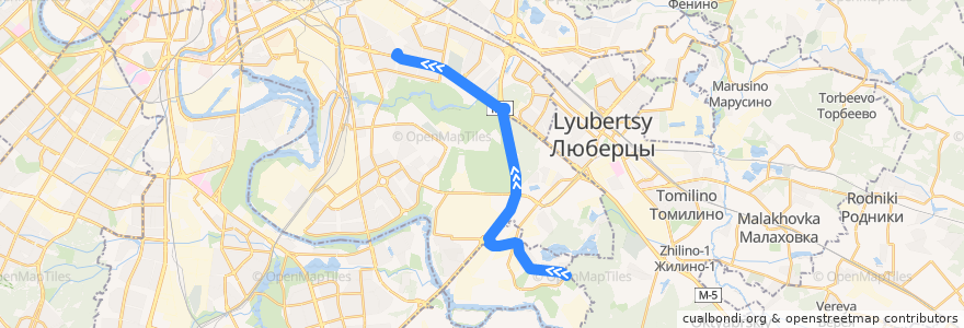 Mapa del recorrido Автобус 595: город Дзержинский => метро Кузьминки de la línea  en 中央联邦管区.