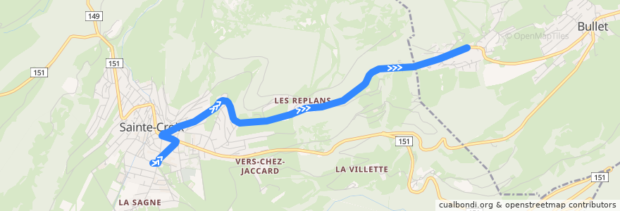 Mapa del recorrido Bus 615: Ste-Croix-Les Rasses de la línea  en Sainte-Croix.