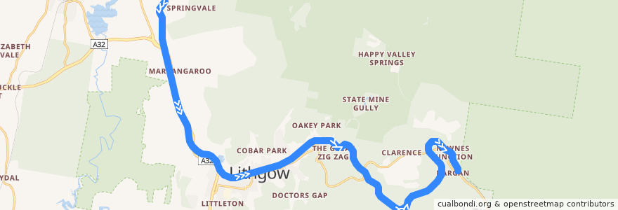 Mapa del recorrido Main Western Line de la línea  en Lithgow City Council.