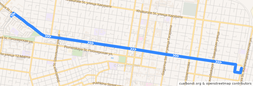 Mapa del recorrido Троллейбус №11: Кондитерская фабрика => западный жилой район de la línea  en городской округ Майкоп.