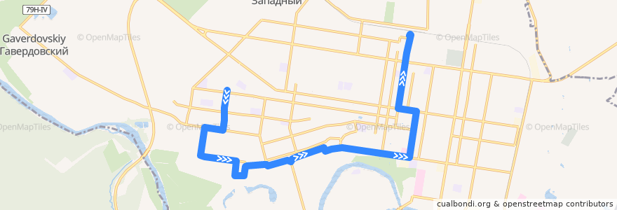 Mapa del recorrido Автобус №1: Западный жилой район => Вокзал de la línea  en городской округ Майкоп.