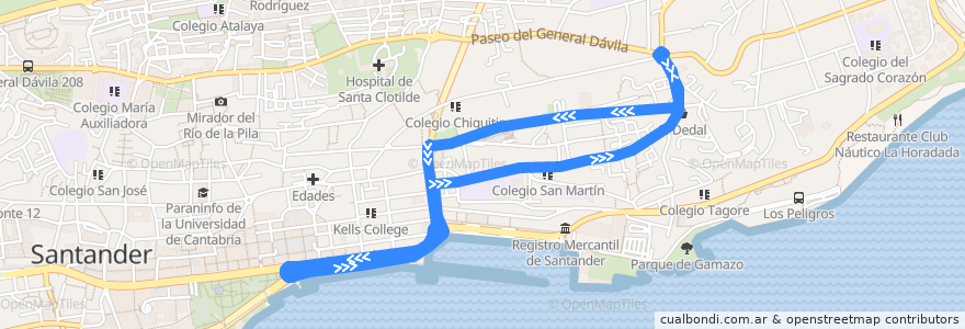 Mapa del recorrido 21: Centro de Salud - Puertochico de la línea  en Santander.