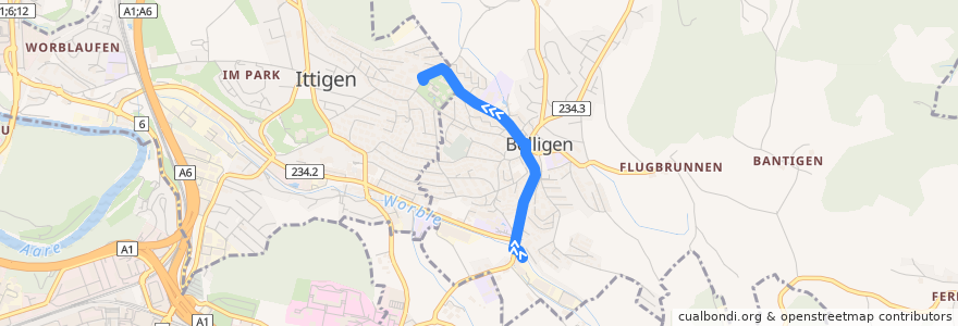 Mapa del recorrido Bus 47: Bolligen, Bahnhof => Ittigen, Mannenberg de la línea  en Bolligen.