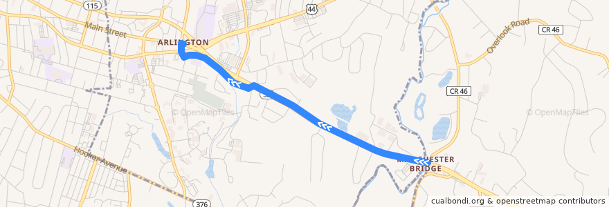 Mapa del recorrido Poughkeepsie RailLink de la línea  en Arlington.