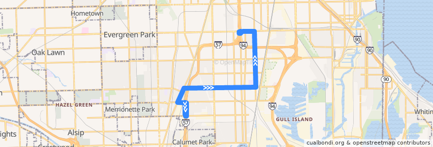 Mapa del recorrido 111th Street/King Drive de la línea  en Чикаго.