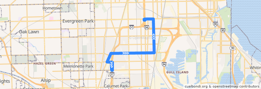 Mapa del recorrido 111th Street/King Drive de la línea  en Chicago.