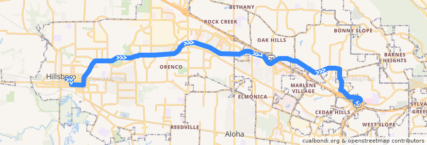 Mapa del recorrido Bus 48: Hillsboro Transit Center => Sunset Transit Center de la línea  en Washington County.