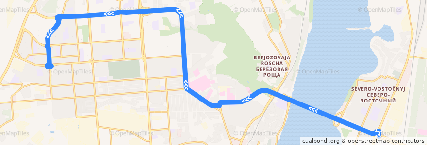 Mapa del recorrido Автобус №62: Остужевский рынок - улица Новгородская de la línea  en Voronezh.