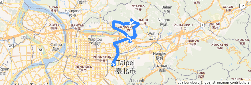 Mapa del recorrido 臺北市 藍27 (BL27) 內湖行政中心-捷運市政府站 (返程) de la línea  en 臺北市.