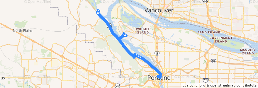 Mapa del recorrido Bus 16: Sauvie Island => Portland de la línea  en Portland.