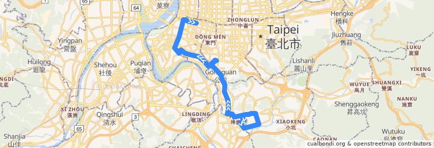 Mapa del recorrido 臺北市 671 景美女中-台北車站 (往程) de la línea  en Taipei.